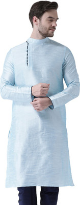 DEYANN Men Solid Straight Kurta(Blue)