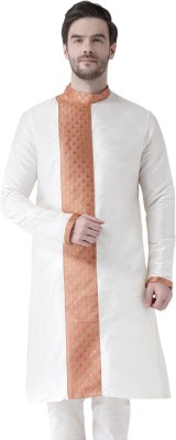 DEYANN Men Printed Straight Kurta(White)