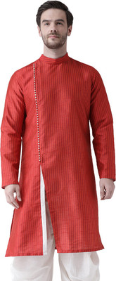 DEYANN Men Striped Frontslit Kurta(Red)