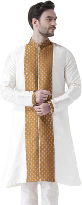 DEYANN Men Printed Straight Kurta(White)