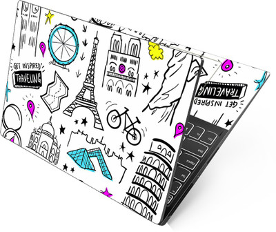 Techfit HD Printed Easy to Install Full Panel Laptop Skin/Sticker/Stretchable Vinyl/Cover for all Size Laptops upto 15.6 inch No Residue, Bubble Free - Wonders On White Self Adhesive Vinyl Laptop Skin Compatible for 15.6 inch(Theme: Patterns)