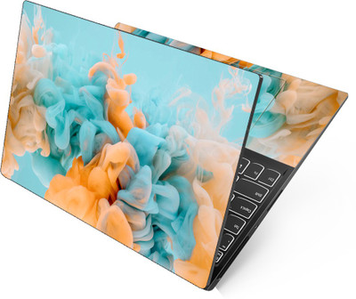 Techfit Full Panel Laptop Skins for 13.3, 14.1, 15.6 inch - No Residue, Bubble Free - Removable HD Quality Printed Vinyl/Sticker/Cover for Dell-Lenovo-Acer-HP (Orange Blue Smoked) Stretched Vinyl Laptop Skin Compatible for 15.6 inch(Theme: Patterns)