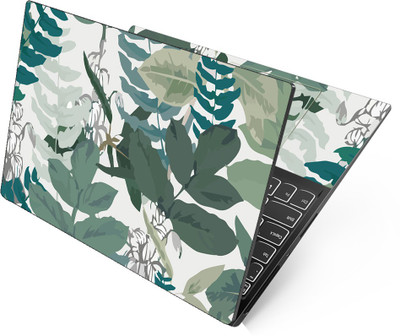 Anweshas Green Painted Leaves Art Full Panel Laptop Skins Upto 15.6 inch - No Residue, Bubble Free - Removable HD Quality Printed Vinyl/Sticker/Cover Self Adhesive Vinyl Laptop Skin Compatible for 15.6 inch(Theme: NA)