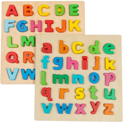 Authfort Wooden Alphabet Puzzle for Toddlers, Lowercase and Uppercase Letters, Alphabet Puzzles for Preschool Boys and Girls(Multicolor)