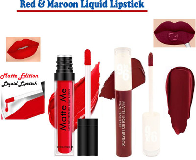Synecus Super Ultra Smooth Matte Me Liquid Red Lipstick & Non Transfer Professional Matte Liquid Maroon Lipstick Luxurious Feel(Red, Maroon, 10 ml)
