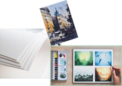 NOZOMI WATERCOLOR-SHEETS-A4-20 Unrule A4 Size (21x29.7cm) 300 gsm A4 paper(Set of 20, Multicolor)