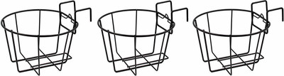 EzzuCrafts Set of 3 Over The Rail Fence Flower Planters Holder Balcony Art Hanging Baskets Plant Container Set(Metal)