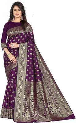 signagraph Woven Banarasi Pure Silk, Satin Saree(Purple)