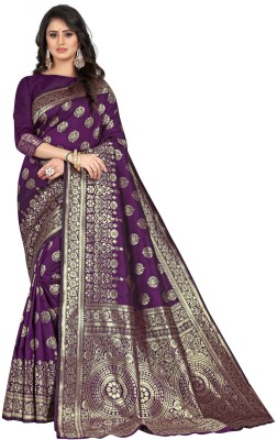 signagraph Woven Kanjivaram Jacquard, Pure Silk Saree(Purple)