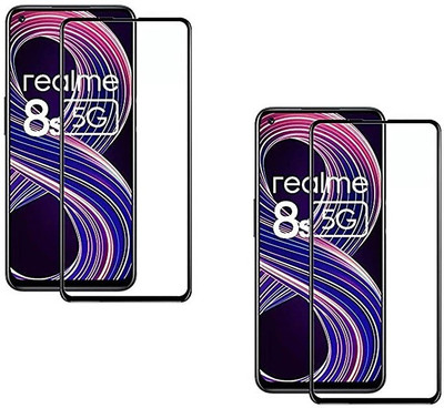 ISAAK Edge To Edge Tempered Glass for Realme 8s 5G Edge to Edge, Full Glue, 11D Tempered Glass(Pack of 2)