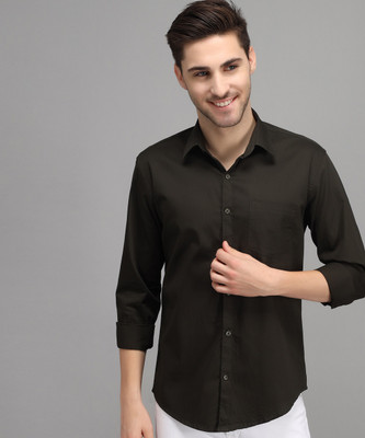 ARRONE Men Solid Casual Black Shirt