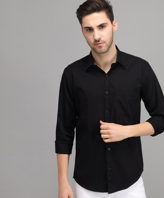 ARRONE Men Solid Casual Black Shirt