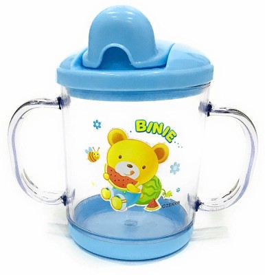 aurapuro Premium Quality BPA Free Unbreakable Sippy Cup (Sipper Mugs for Kids/Children/Babies/Infants) with Handles 200 ml and Baby Fruit Feeder Pacifier (Blue)(Blue)