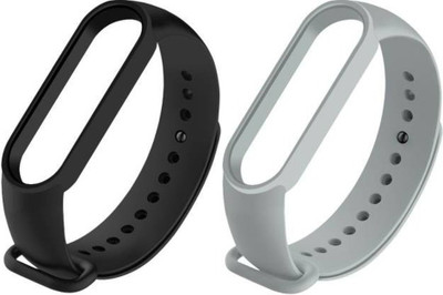 Asotai Soft Silicon Replacement Brand For Mi 5 And Mi 6 Pack of 2 (Black and Grey) Smart Band Strap(Black, Grey)