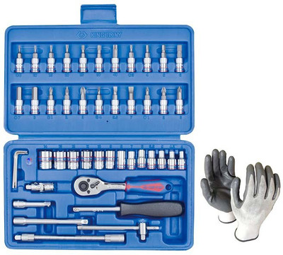 Mass Pro King Tony Made in Taiwan 46-Piece Auto Repair Tool Set, Manual Hardware Tool Set, Small Socket Tool Set Socket Set(Pack of 46)