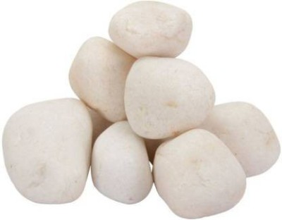 VANNEF Stone Snow White Unpolished Decorative Stone Marble Pebbles for Landscaping & Garden Decoration Regular Angular, Asymmetrical Marble Stone(White 1 kg)