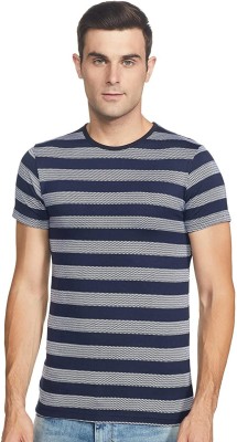 Jonney Striped Men Round Neck Blue T-Shirt