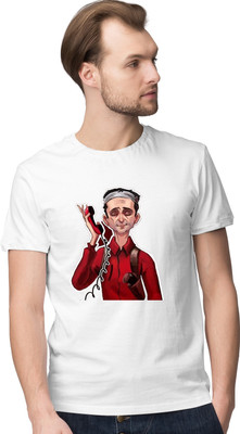 inkwale Printed Men Round Neck White T-Shirt