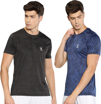 Wildbrocket Printed Men Round Neck Blue, Black T-Shirt
