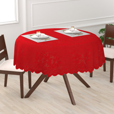 EASTTARDOMM Cotton 2 Seater Floral Table Cover(Maroon (Small), Net Cloth)