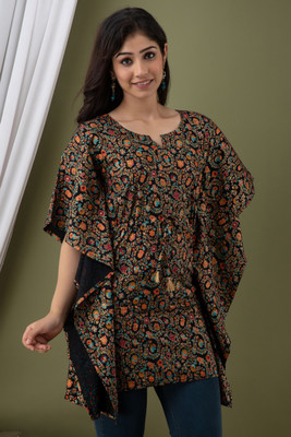 Mialo fashion Women Printed Kaftan Kurta(Black)