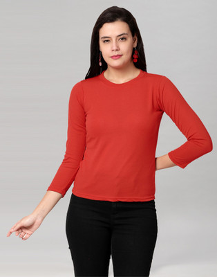 Selvia Casual Solid Women Red Top