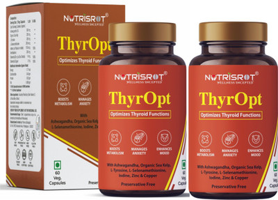 Nutrisrot ThyrOpt Herbal Thyroid Supplement for Optimized Thyroid Functions & Metabolism(2 x 60)