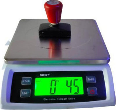 Skeisy RIVOX-TECH STEEL PLATER SF-802/KS-009 WEIGHT MACHINE WITH CAPACITY UPTO 30KG TO 1GM (WHITE)(STEEL) WITH ADAPTOR Weighing Scale(White)