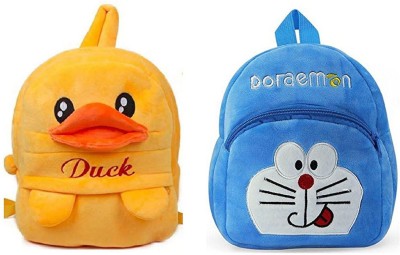 KIDBIRD Soft Material School Bag For Kids Plush Backpack Cartoon Toy | Children's Gifts Boy/Girl/Baby/ Decor School Bag For Kids(Age 2 to 6 Year) Duck & Doramon ( Multicolor) Backpack(Multicolor, 11 L)