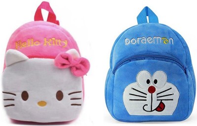 KIDBIRD Soft Material School Bag For Kids Plush Backpack Cartoon Toy | Children's Gifts Boy/Girl/Baby/ Decor School Bag For Kids(Age 2 to 6 Year) Hello Kitty & Doramon ( Multicolor) Backpack(Multicolor, 11 L)