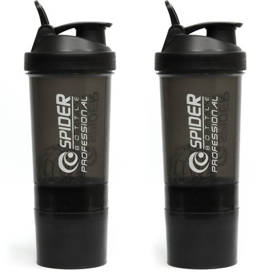 Boltbiceps 500 ml Plastic Shaker(Pack of 2, Black)
