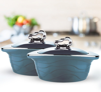 Trueware Zinna Serving Casserole Set of 2 (1000+1000 ml) Pack of 2 Thermoware Casserole Set(2000 ml)