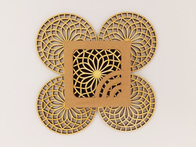Gojeeva Round Wood Coaster Set(Pack of 6)