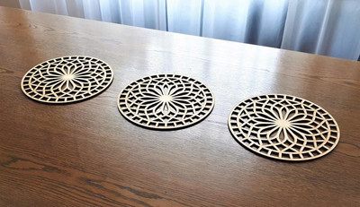 TrendyHouse Round Wood Coaster Set(Pack of 6)
