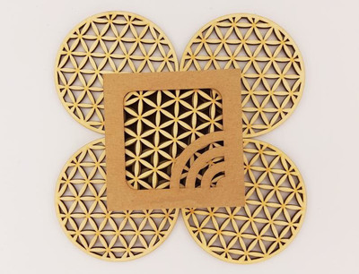 Gojeeva Round Wood Coaster Set(Pack of 6)