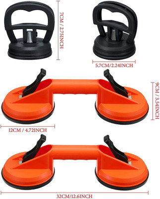 uptodatetools Glass Suction Cups Heavy Duty Dual Suction Cup Vacuum Plate Handle Car Dent Puller Removers Dent Puller Handle Lifters Dent Puller Suction Cup for Dent Repair Lifting Moving Glass Lever Tool(10 cm)