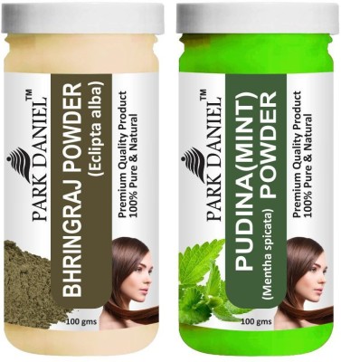 PARK DANIEL Premium Bhringraj Powder & Pudina(Mint)Powder Combo Pack of 2 Bottles of 100 gm (200 gm )(200 g)