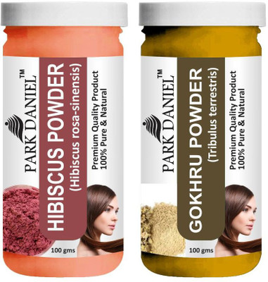 PARK DANIEL Pure & Natural Hibiscus Powder & Gokhru Powder Combo Pack(200 ml)