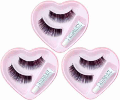 VSGM ARTIFICIAL EYELASH WITH GLUE , PROVIDES EXTRA ORDINARY LOOK , WATERPROOF & REUSEABLE , 3 PAIRS (PACK OF 3) INCLUDES 3 UNIT OF GLUE(Pack of 3)