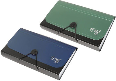 JMD Plastic Expanding Cheque Book Holder Case, 13 Pocket Multi Passbook Holder/Bill Folder/Passport/Cash Storage Pouch(Set Of 2, BLUE, GREEN)