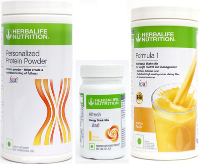 HERBALIFE Super Weight Loss Combo of Formula 1 Nutritional Shake Mix - MANGO Flavor With Personalised Protein Powder 400G + Afresh Energy Drink Mix - LEMON Flavor Combo(1)