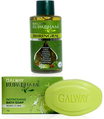 galway Rupabam Bhringraj hair oil & Refreshing Bath Soap Combo Pack Hair Oil(200 g)