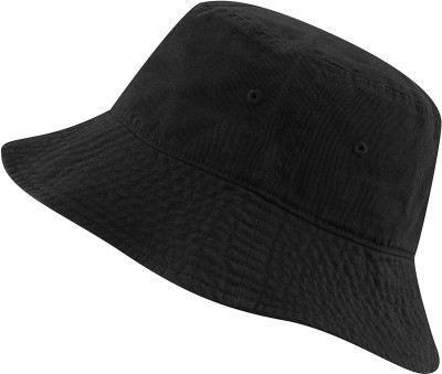 Zipper-G Unisex Cotton Bucket Hat Trendy Lightweight Outdoor Hot Fun Summer Beach Vacation Headwear(Black, Pack of 1)