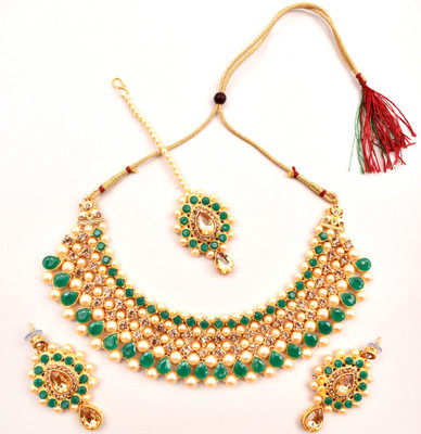 TWOLOVER Alloy Gold-plated Green Jewellery Set(Pack of 2)