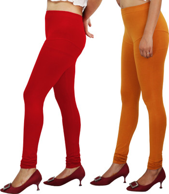 Style Access Churidar  Western Wear Legging(Red, Orange, Solid)