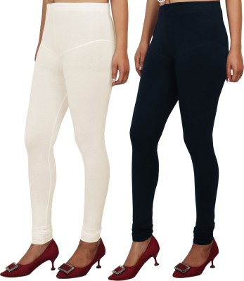 Style Access Churidar  Western Wear Legging(White, Dark Blue, Solid)