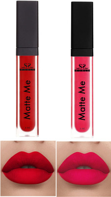 SSworld LIQUID MATTE LIPSTICK PACK OF 2(RED COMBO_PINK VELVETT, 6 ml)