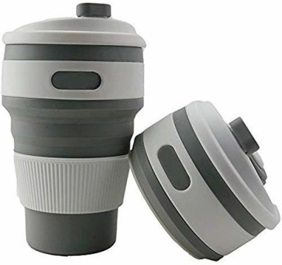 DHANVI ENTERPRISE Silicone Portable Travel Coffee Camping Cup with Lid for Travel(350ML) Plastic Coffee Mug(350 ml)
