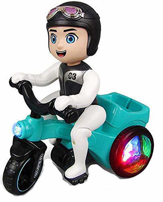Galactic Tricycle Motorcycle, Bump & Go Toy with Flashing Lights Music Sound Automatic Riding 360 Degree Rotation Bicycle 0 Entertainment Electric Stunt Bicycle Tricycle Toy for Kids Both Boys and Girls, Multi color(Multicolor)
