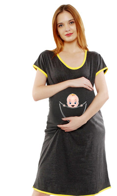 Sillyboom Women Maternity/Nursing Nighty(Grey)